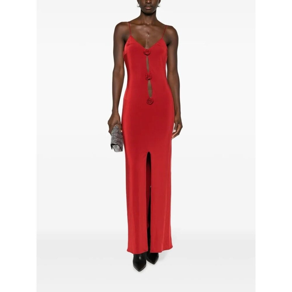 Magda Butrym Cut Out Rosette Dress in Red